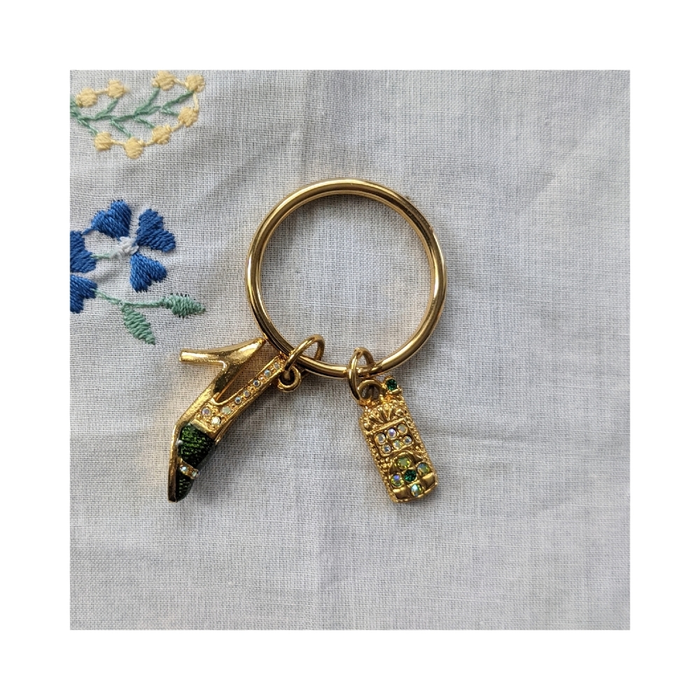 NWOT Goldtone + Rhinestone Keychain